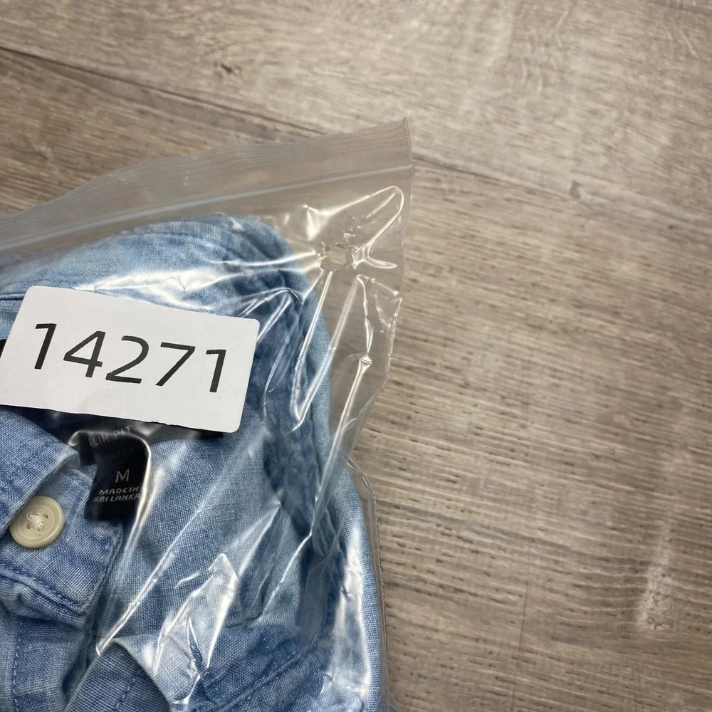 Banana Republic Button Down Shirt Mens M Blue Slim Fit Chambray Denim Fade